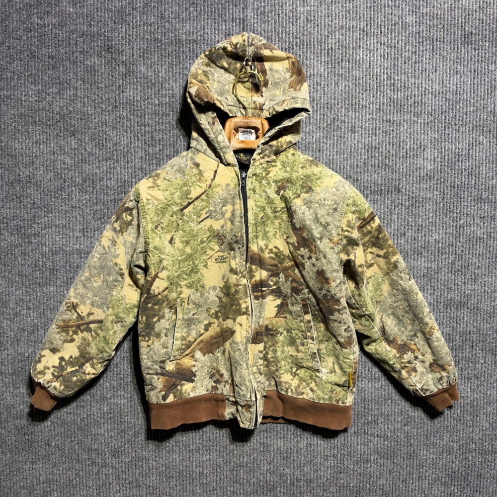 Kings Camo Hooded Jacket Kids Youth Large Green Desert Shadow Hunting Workwear